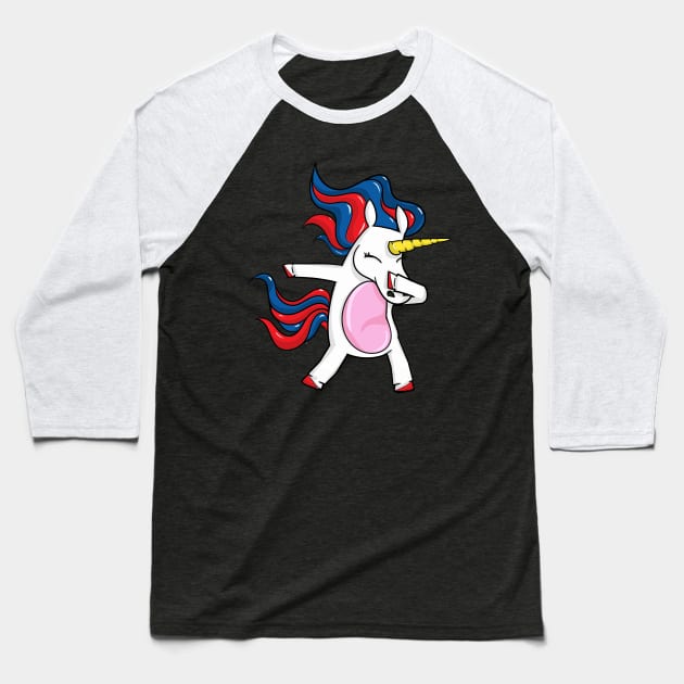 Dabbing 4th of july unicorn Baseball T-Shirt by LIFUA